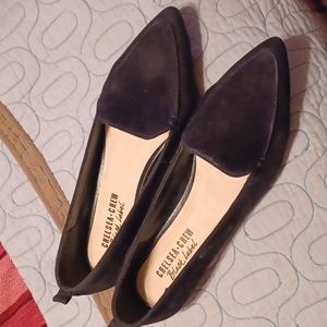 Chelsea Crew, black suede flats, Sz 10, never worn